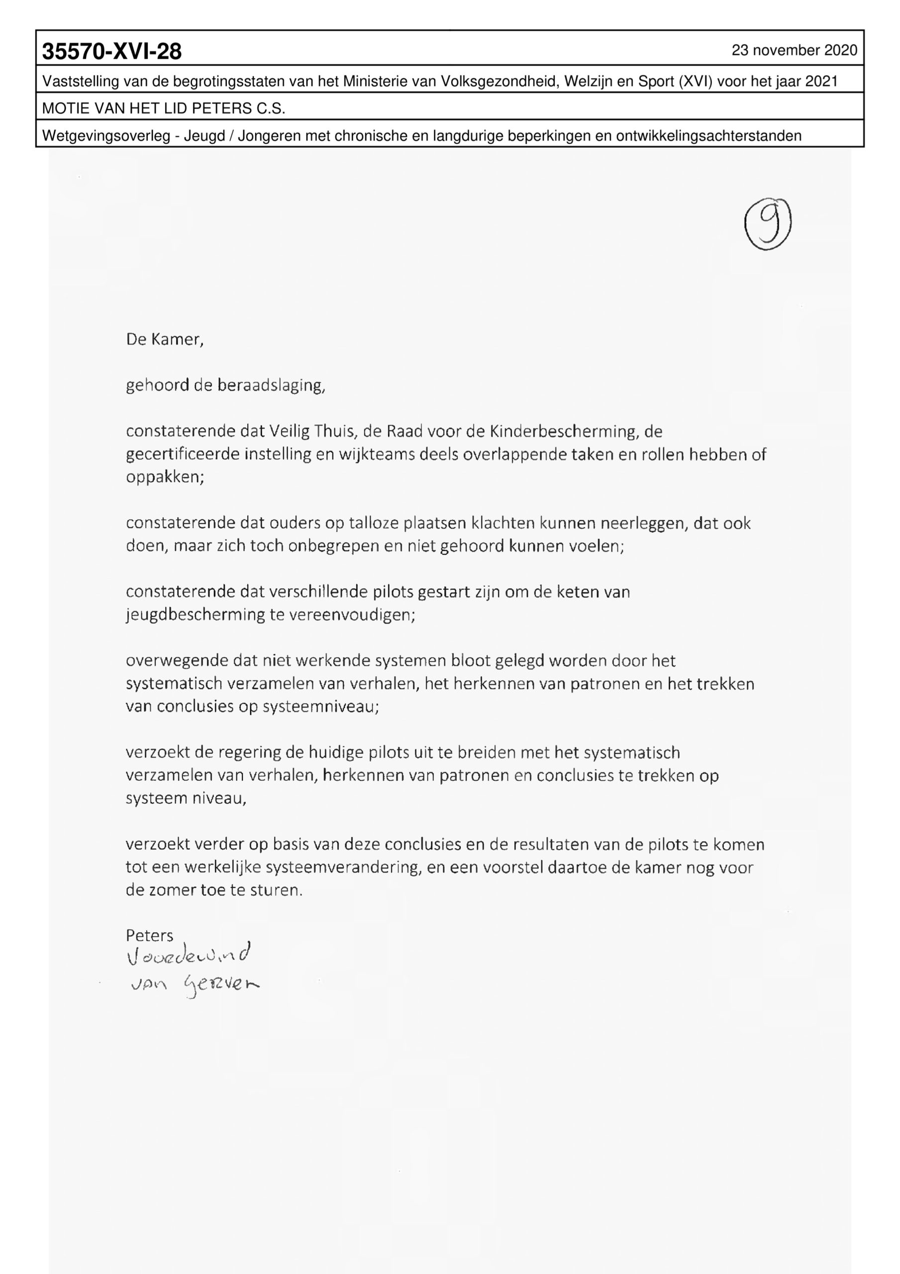 Motie_van_het_lid_Peters_c.s. Motie van het lid Peters over het verzamelen van verhalen van ouders